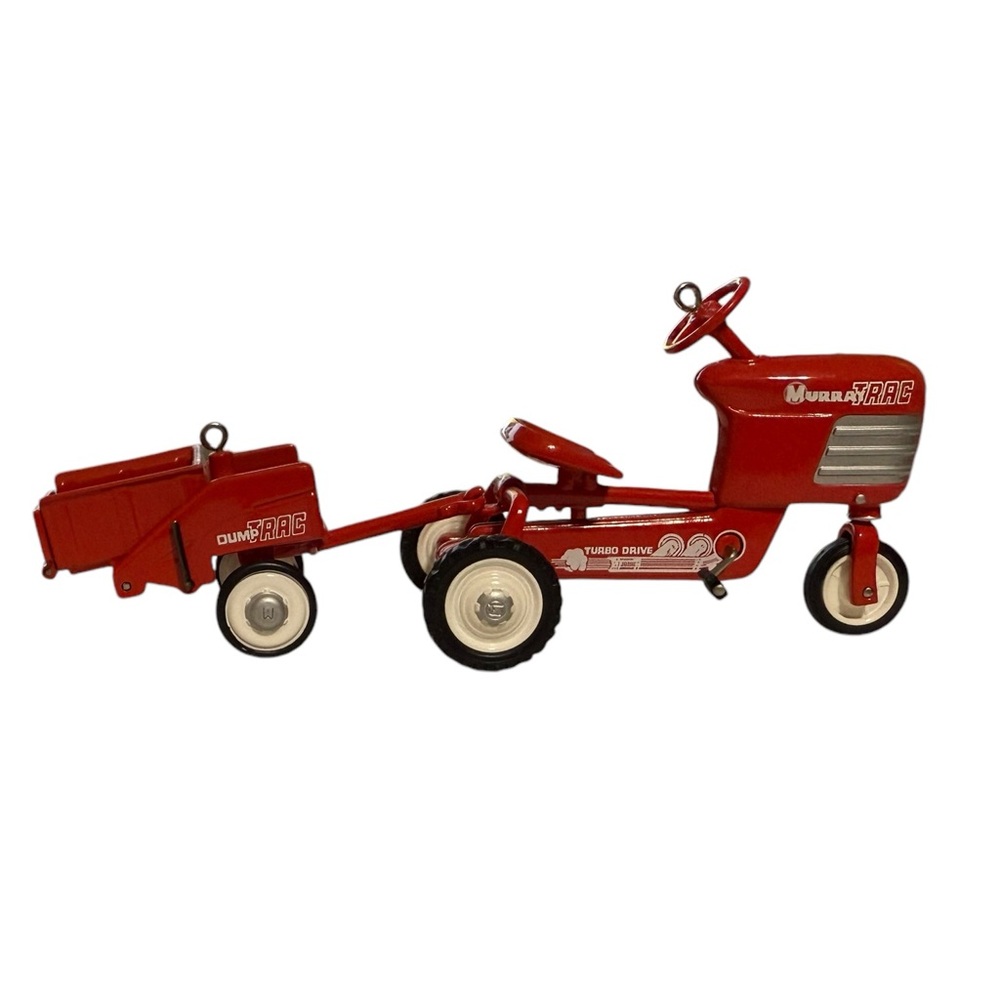 Hallmark 1955 Murray Tractor and Trailer Ornament Die Cast Red Tractor